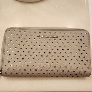 Michael Kors Taupe Perforated Wallet